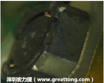 使用銀(Ag)鍍層的電源電感器(Power Inductors)，經(jīng)過推力測試后，零件端點上已經(jīng)看不到任何鍍層的痕跡了，所以其耐推力就比較小。