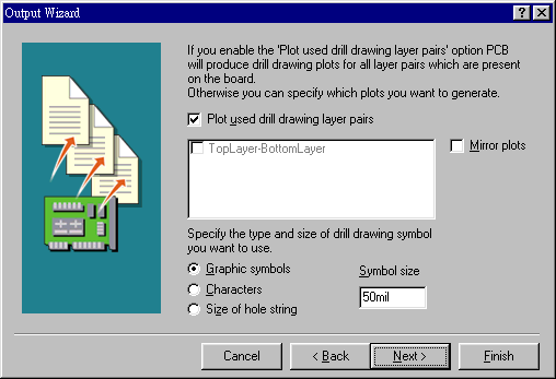 輸出文件精靈再詢問是否要建立鉆孔文件，以及導孔文件？