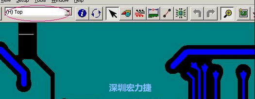 如果圖形像下圖一樣無法顯示鉆孔，只須圖（186）將紅色圈住的活動層改為當(dāng)前顯示層即可。
