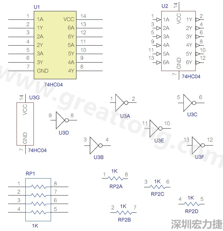 圖1 半導(dǎo)體元件供應(yīng)商所畫的電路圖符號是模擬元件的接腳圖，而非訊號流程。