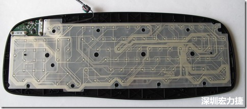 現(xiàn)在的電腦鍵盤拆開被蓋后就只看到一片約5mmx3mm的電路板及兩片取代原本電路板的PTF。