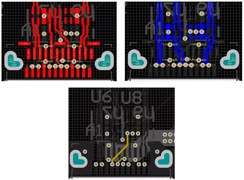 對SBU，USB2和CC1/2等信號做以下布線處理
