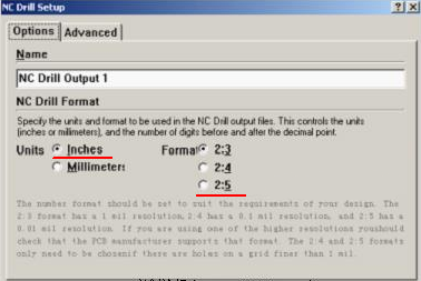 將格式改為“Inches 2：5”（ 以確保資料精度，反之孔與線路有偏移現(xiàn)象；）點OK完成鉆孔文件轉(zhuǎn)換